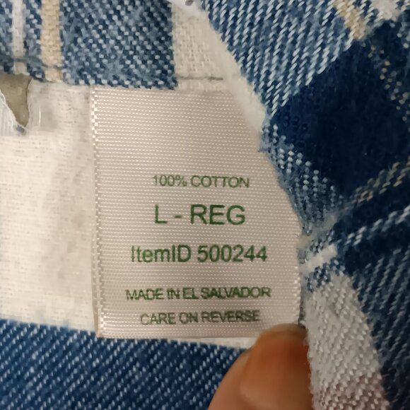 LL Bean Mens Scotch Plaid Flannel Pajama Top Indigo Tartan Size Large Loungewear - Picture 3 of 7